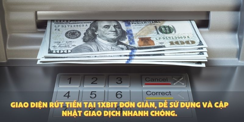 Giao diện rút tiền tại 1XBIT đơn giản, dễ sử dụng và cập nhật giao dịch nhanh chóng.